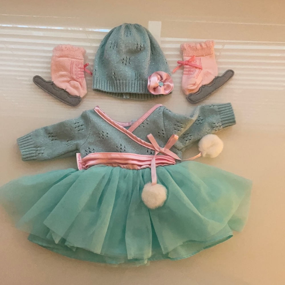 Frosty ice skating American girl doll bitty baby outfit